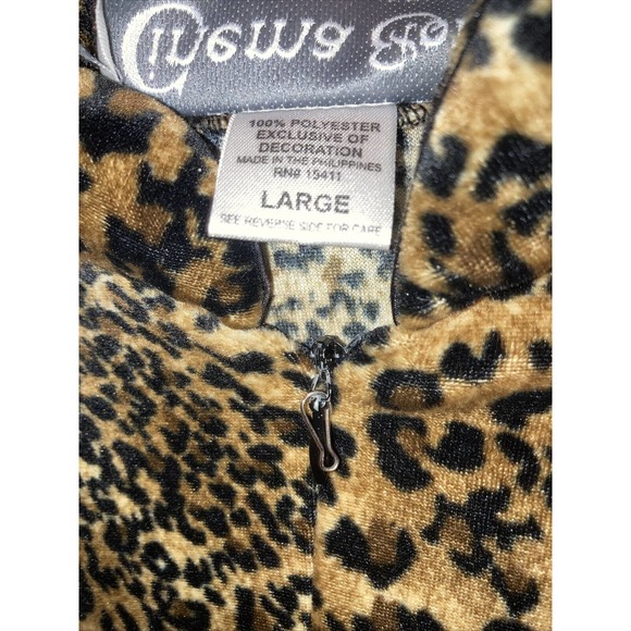 Cinema Etoile Robe Women Large Leopard Print Velour Velvet Maxi House Dress Vtg - Picture 4 of 5